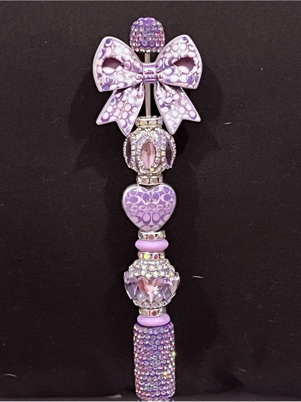 Rare coach purple acrylic bow focal fancy beaded pen